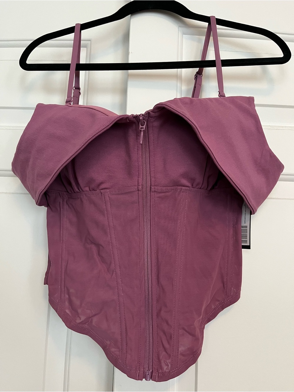 NWT TA3 Corsety Off the Shoulder Zip Front Top - Grape - Picture 2 of 5